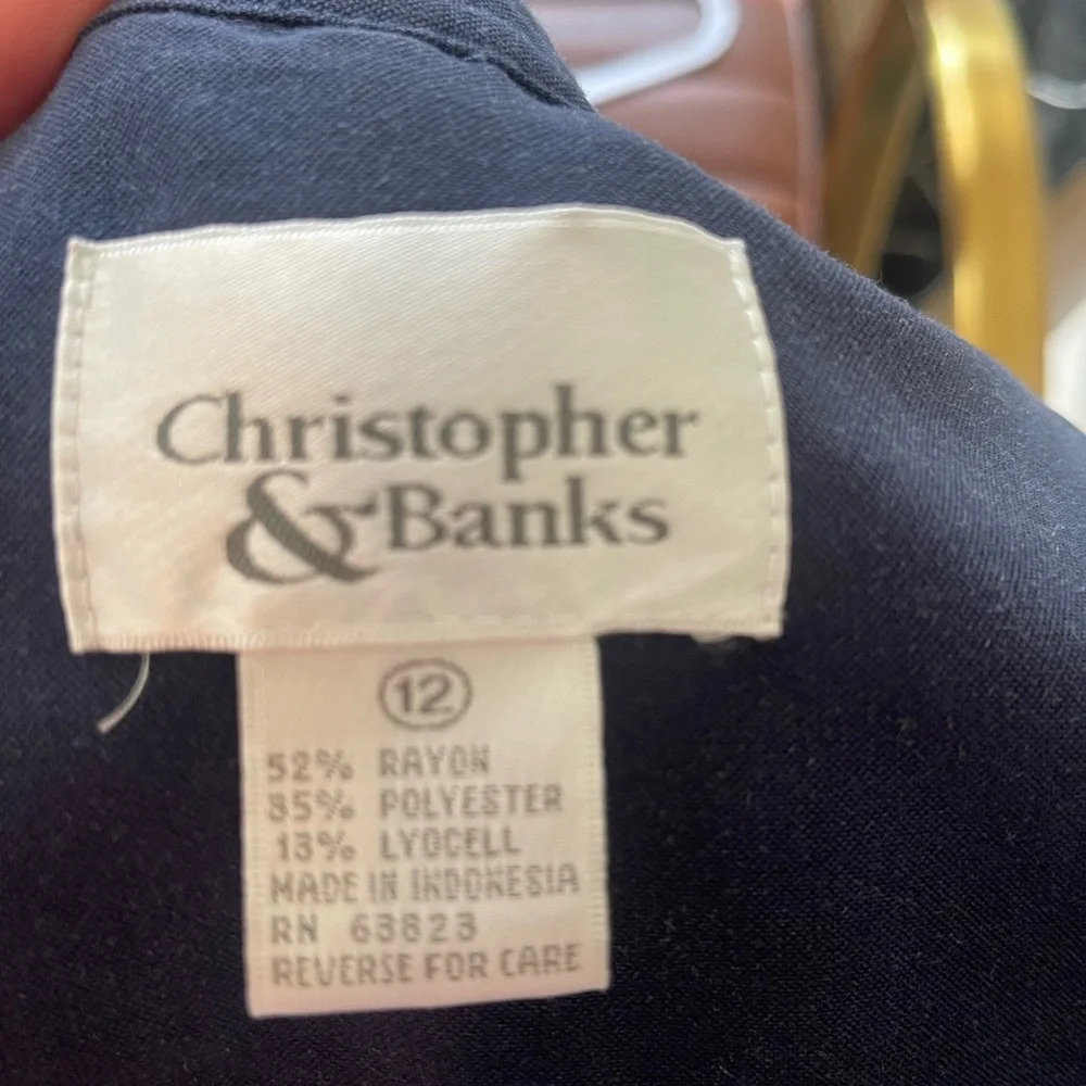 Christopher & Banks Blue Linen Dress Size 12 - Picture 6 of 9